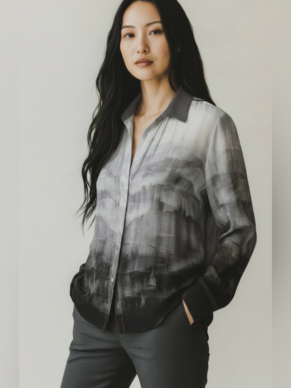 Bella Dahl Charcoal Button-Up
Blouse Size XS